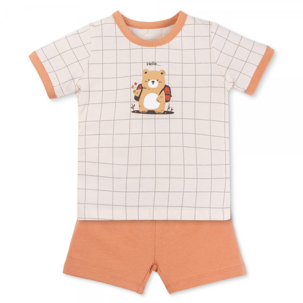 Bộ bé trai ngắn Animo Easy HN0725020 (1-4Y,Kem-nâu,TT01)