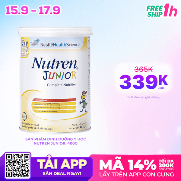 Thực phẩm dinh dưỡng y học Nutren JUNIOR 400g (1-10 tuổi)