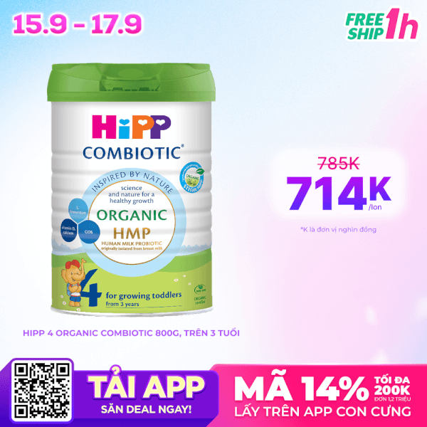Combo 3 HiPP 4 Organic Combiotic 800g (Từ 3 tuổi)