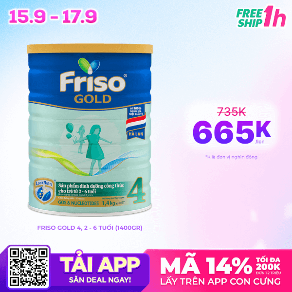 Sữa Friso Gold số 4 1400g (2-6 tuổi)
