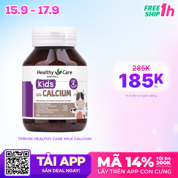Combo 2 Thực phẩm bảo vệ sức khỏe Healthy Care Milk Calcium