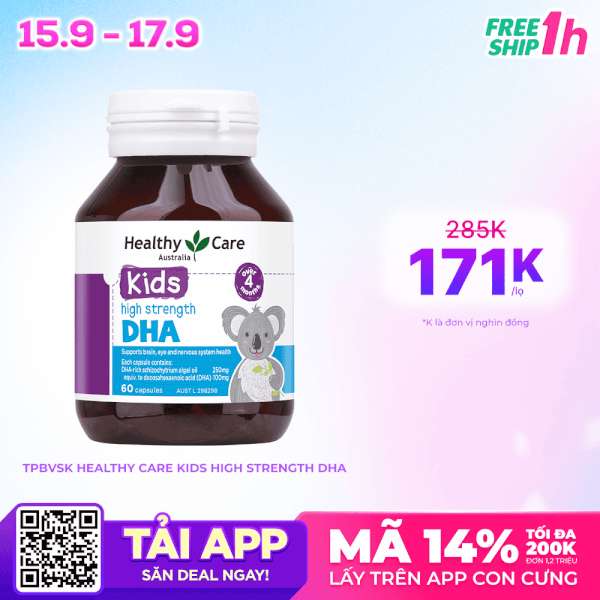 Thực phẩm bảo vệ sức khỏe Healthy Care Kids High Strength DHA