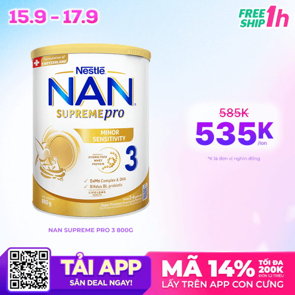 Sữa NAN SUPREME PRO số 3 800g (2-6 tuổi) (giao bao bì ngẫu nhiên)