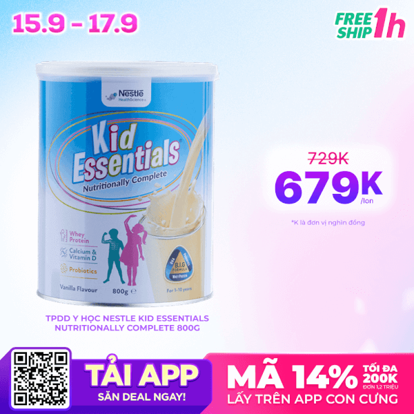 Thực phẩm dinh dưỡng y học Nestle Kid Essentials Nutritionally Complete 800g (1-10 tuổi)