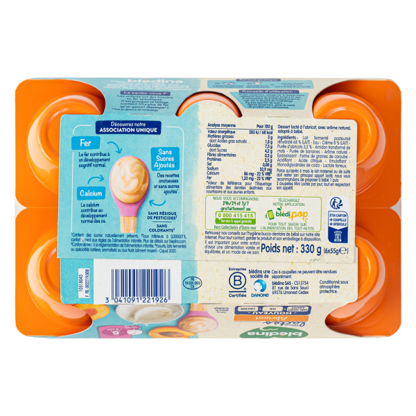 Sữa chua Bledina vị mơ, 6M. (55gx6 hộp)