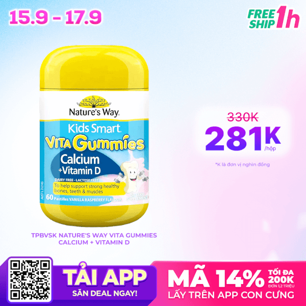 Thực phẩm bảo vệ sức khỏe Nature's Way Vita Gummies Calcium + Vitamin D
