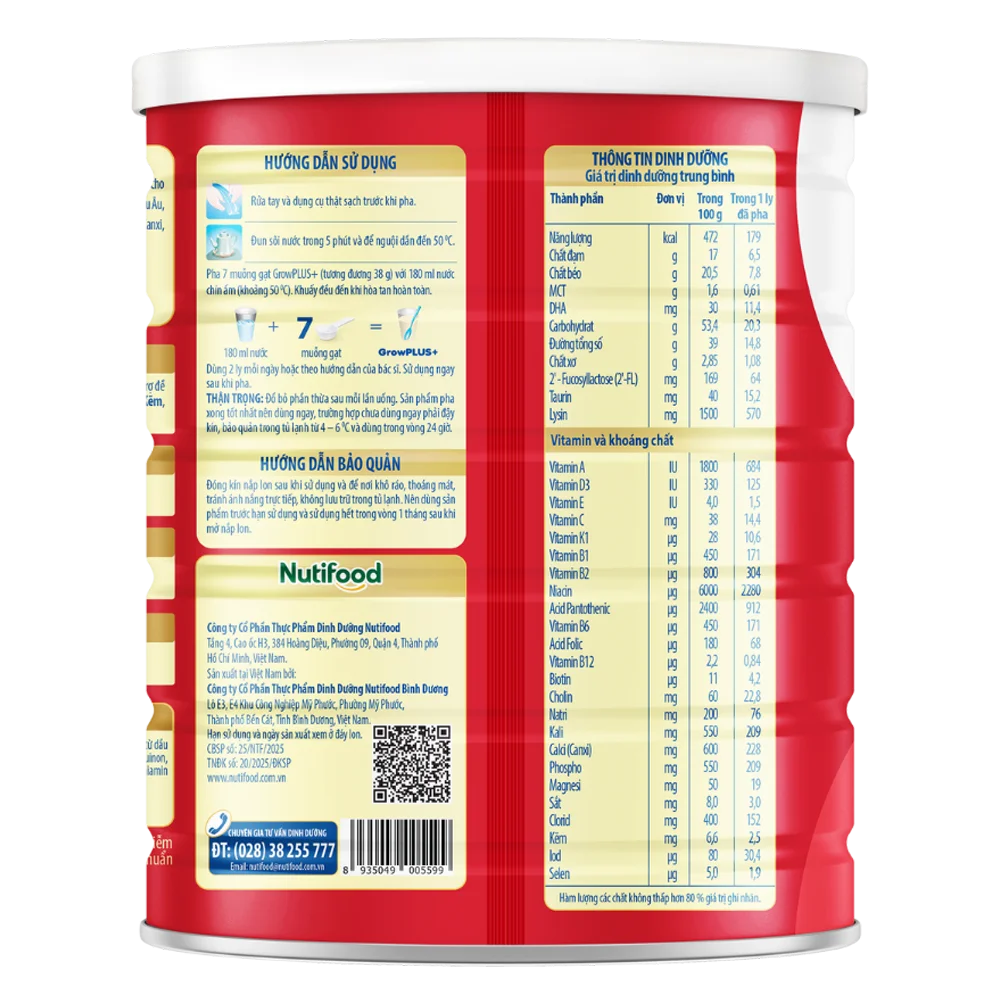 Combo 2 Sữa GrowPlus Đỏ 1,5kg (từ 1 tuổi)