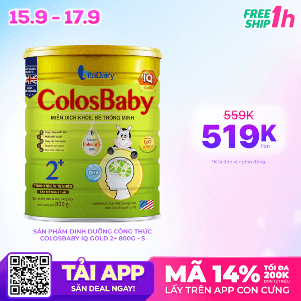 Combo 3 Sữa Colosbaby IQ Gold 2+ 800g (từ 2 tuổi)