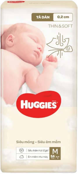 Tã dán Huggies Thin & Soft  (M, 6-11kg, 54 miếng)