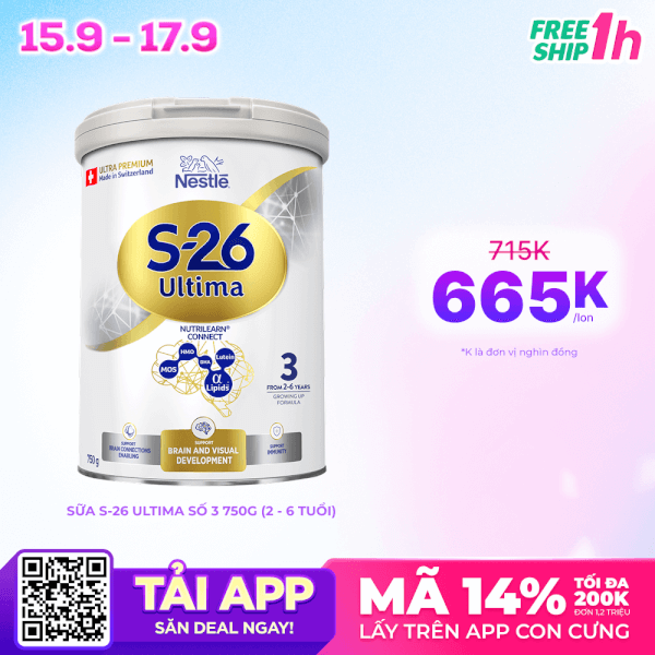 Sữa Nestle S-26 ULTIMA số 3 750g (2 - 6 tuổi)