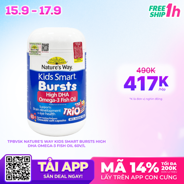 Thực phẩm bảo vệ sức khỏe Nature’s Way Kids Smart Bursts High DHA Omega-3 Fish Oil