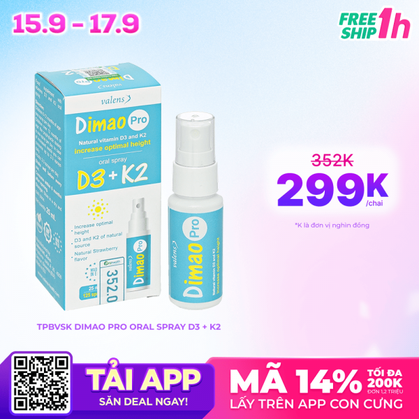 Thực phẩm bảo vệ sức khỏe Dimao Pro Oral Spray D3 K2