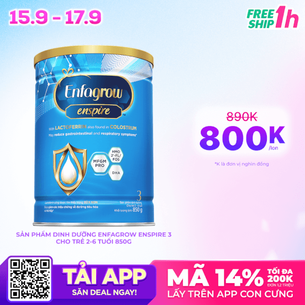 Sữa Enfagrow Enspire 3 850g (2-6 tuổi)