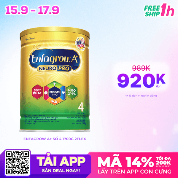 Sữa Enfagrow A+ số 4 1700g (2-6 tuổi) 2Flex