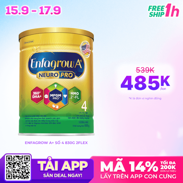 Combo 3 Sữa Enfagrow A+ số 4 830g (2-6 tuổi) 2Flex