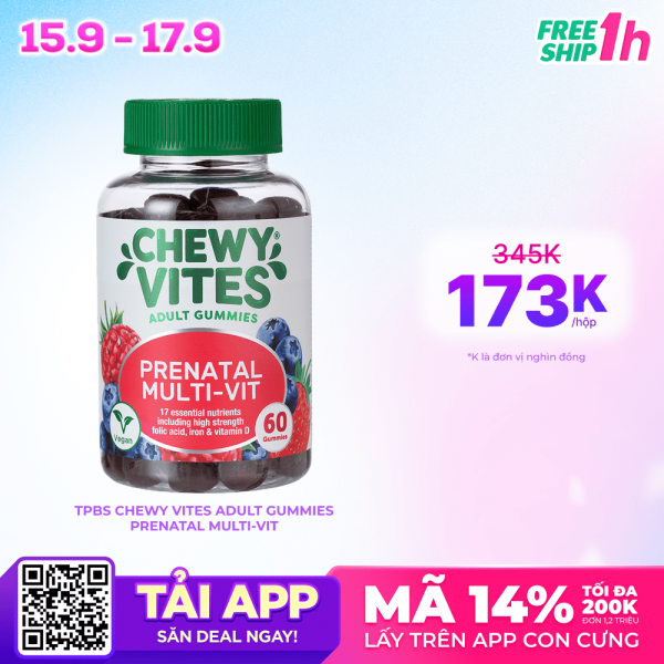 Combo 2 Thực phẩm bổ sung CHEWY VITES ADULT GUMMIES PRENATAL MULTI-VIT