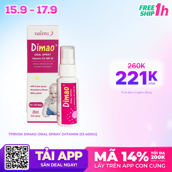 Xịt bổ sung Vitamin D3 thuần DIMAO ORAL SPRAY 400IU