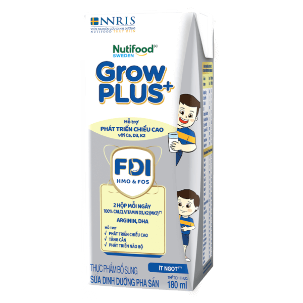 Sữa dinh dưỡng pha sẵn GrowPLUS+ (Bạc) 180ml, lốc 4 hộp (Từ 1 tuổi)