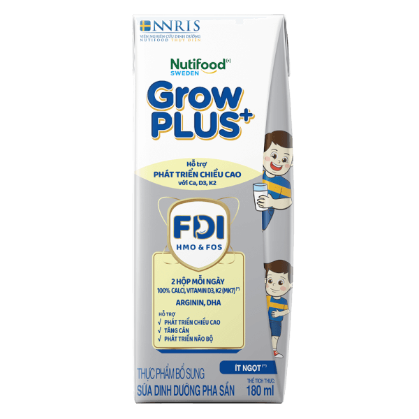 Sữa dinh dưỡng pha sẵn GrowPLUS+ (Bạc) 180ml, lốc 4 hộp (Từ 1 tuổi)