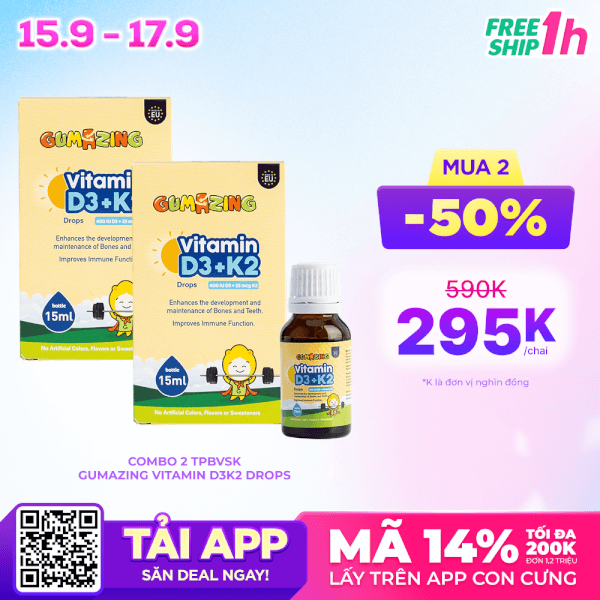 Combo 2 Thực phẩm bảo vệ sức khoẻ Gumazing Vitamin D3K2 Drops