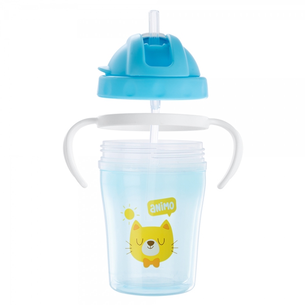 Bình tập uống cách nhiệt Animo (240ml, xanh, tay cầm, RK-3431A)