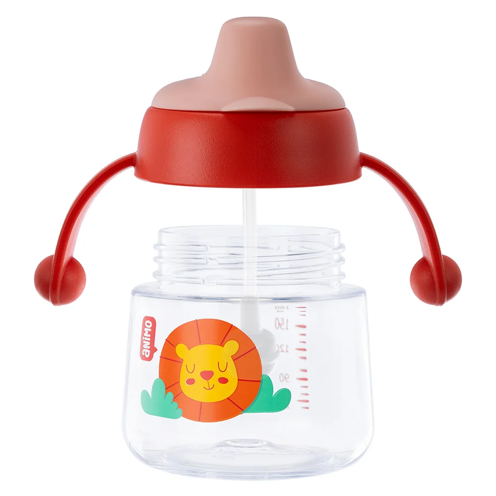 Combo 2 bình tập uống núm silicone Animo (đỏ, 180ml, RK-B1042A)