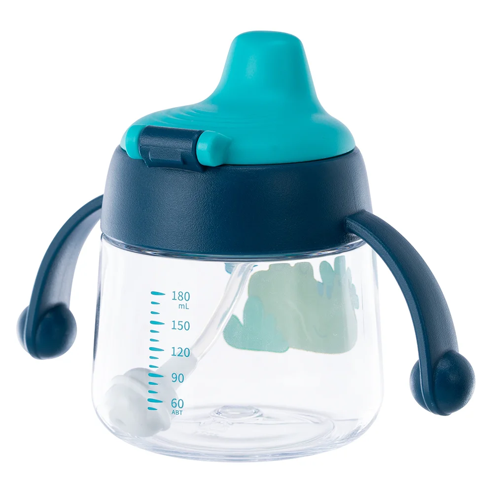 Bình tập uống núm silicone Animo (xanh, 180ml, RK-B1042A)