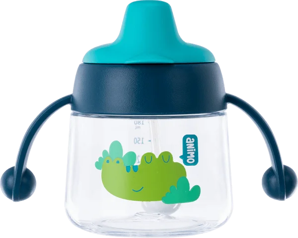 Bình tập uống núm silicone Animo (xanh, 180ml, RK-B1042A)
