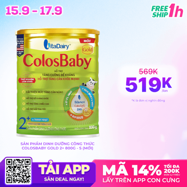 Sữa ColosBaby Gold 2+ 800g - S (Trên 2 tuổi)