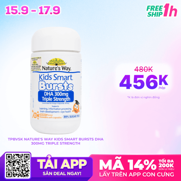 Thực phẩm bảo vệ sức khỏe Nature's Way Kids Smart Bursts DHA 300mg Triple Strength