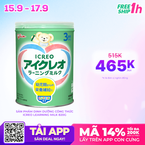 Thực phẩm bổ sung Icreo Learning Milk số 3 820g