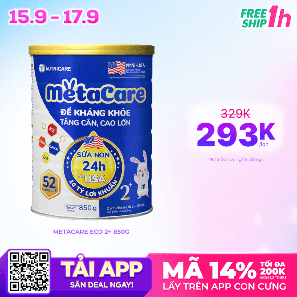 Combo 2 Sữa Metacare Eco 2+ 850g (2-10 tuổi)