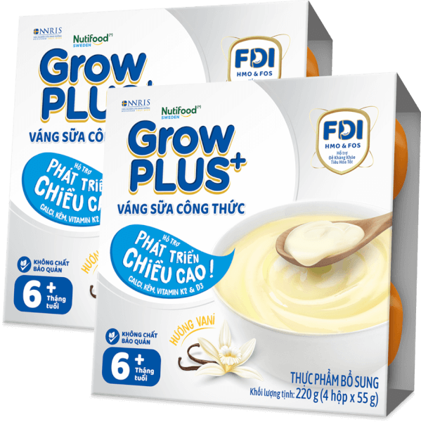 Combo 2 Váng sữa GrowPlus+ vị vanilla (bạc) lốc 4 hộp
