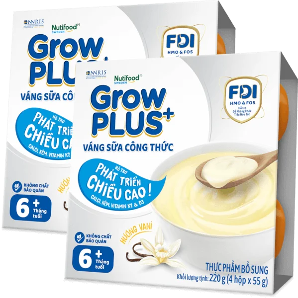 Combo 2 Váng sữa GrowPlus+ vị vanilla (bạc) lốc 4 hộp