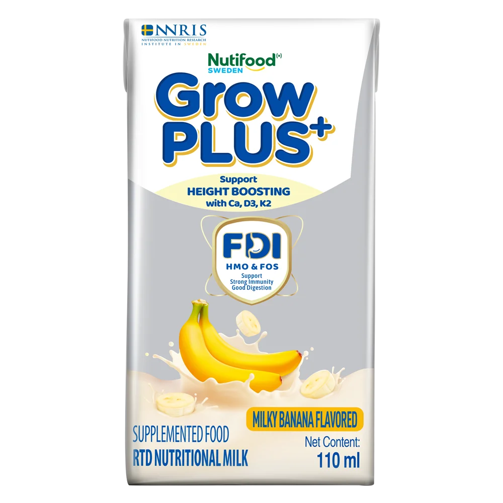 Sữa bột pha sẵn GrowPLUS+ vị chuối 110ml (lốc 4 hộp) (Trên 1 tuổi)