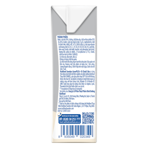 Sữa bột pha sẵn GrowPLUS+ vị chuối 110ml (lốc 4 hộp) (Trên 1 tuổi)