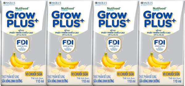 Combo 2 thùng sữa bột pha sẵn GrowPLUS+ vị chuối 110ml (lốc 4 hộp) (Trên 1 tuổi)