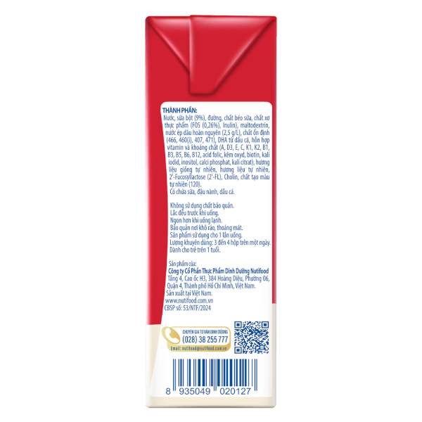 Sữa bột pha sẵn GrowPLUS+ vị dâu 110ml (lốc 4 hộp) (Trên 1 tuổi)