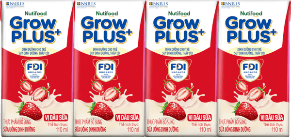 Combo 2 thùng sữa bột pha sẵn GrowPLUS+ vị dâu 110ml (lốc 4 hộp) (Trên 1 tuổi)