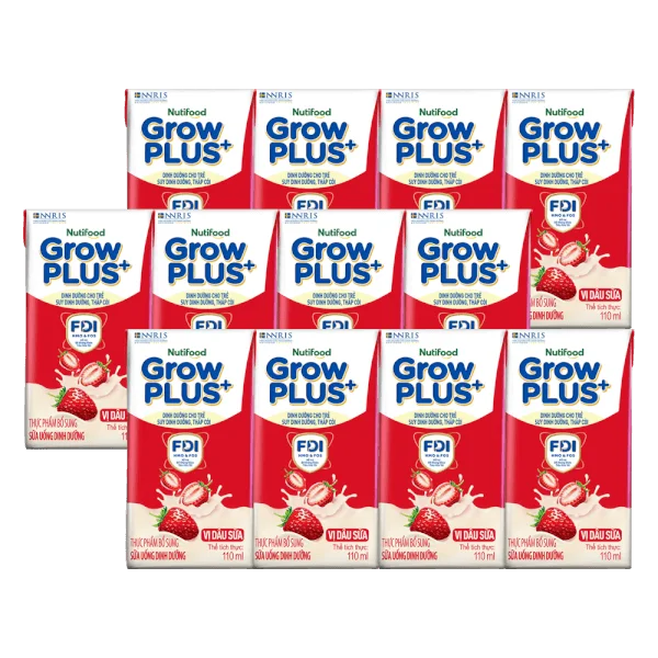 Combo 3 Sữa bột pha sẵn GrowPLUS+ vị dâu 110ml (lốc 4 hộp) (Trên 1 tuổi)