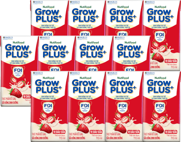 Combo 3 Sữa bột pha sẵn GrowPLUS+ vị dâu 110ml (lốc 4 hộp) (Trên 1 tuổi)