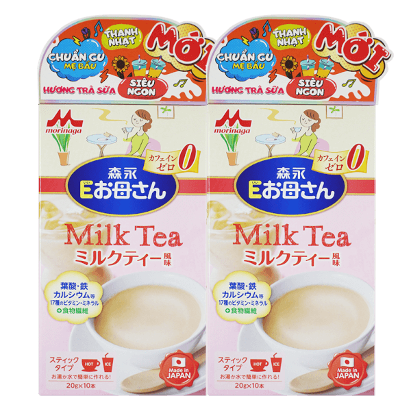 Combo 2 Thực phẩm bổ sung Morinaga E-Okasan hương trà sữa 200g (10 thanh)