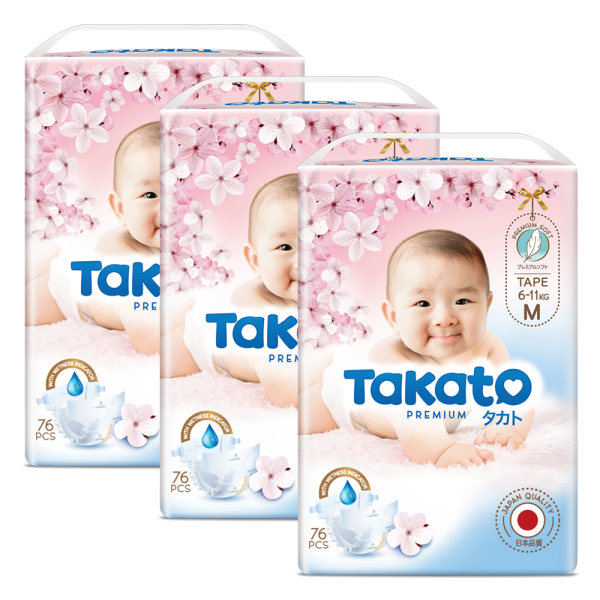 Combo 3 Tã dán Takato siêu mềm mại ( M, 76 miếng)