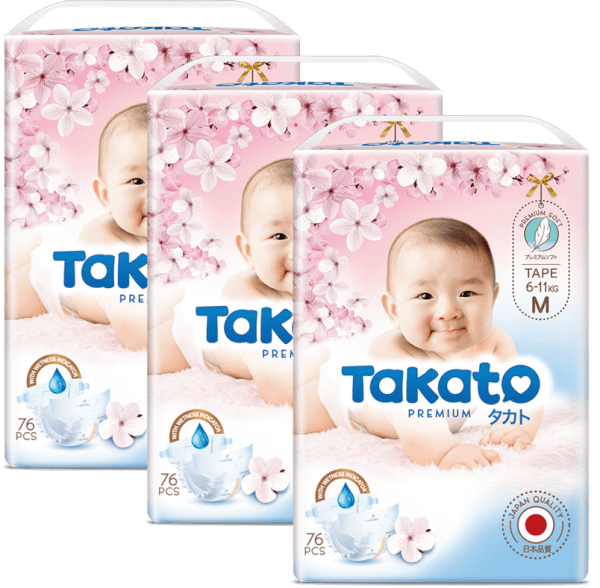 Combo 3 Tã dán Takato siêu mềm mại ( M, 76 miếng)