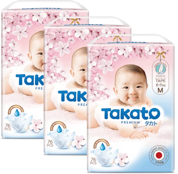 Combo 3 Tã dán Takato siêu mềm mại ( M, 76 miếng)