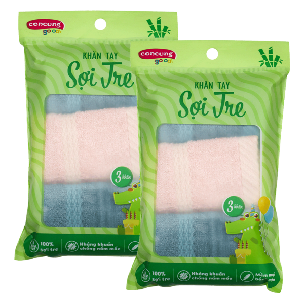 Combo 2 Combo 3 khăn sợi tre ConCung Good HM1W 25x25 cm