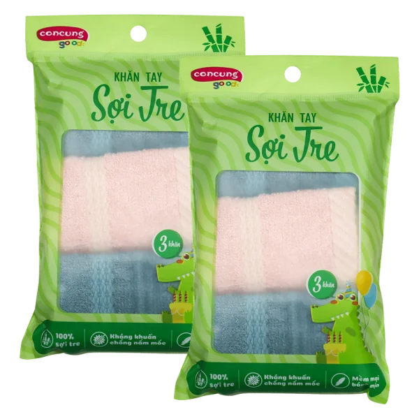 Combo 2 Combo 3 khăn sợi tre ConCung Good HM1W 25x25 cm