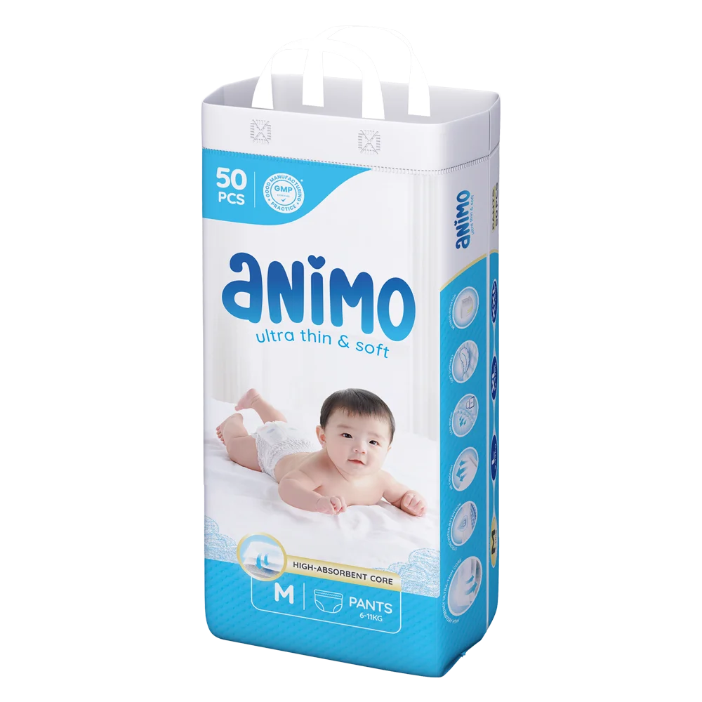 Tã Quần Animo Siêu Mềm Thoáng (M, 50 miếng)