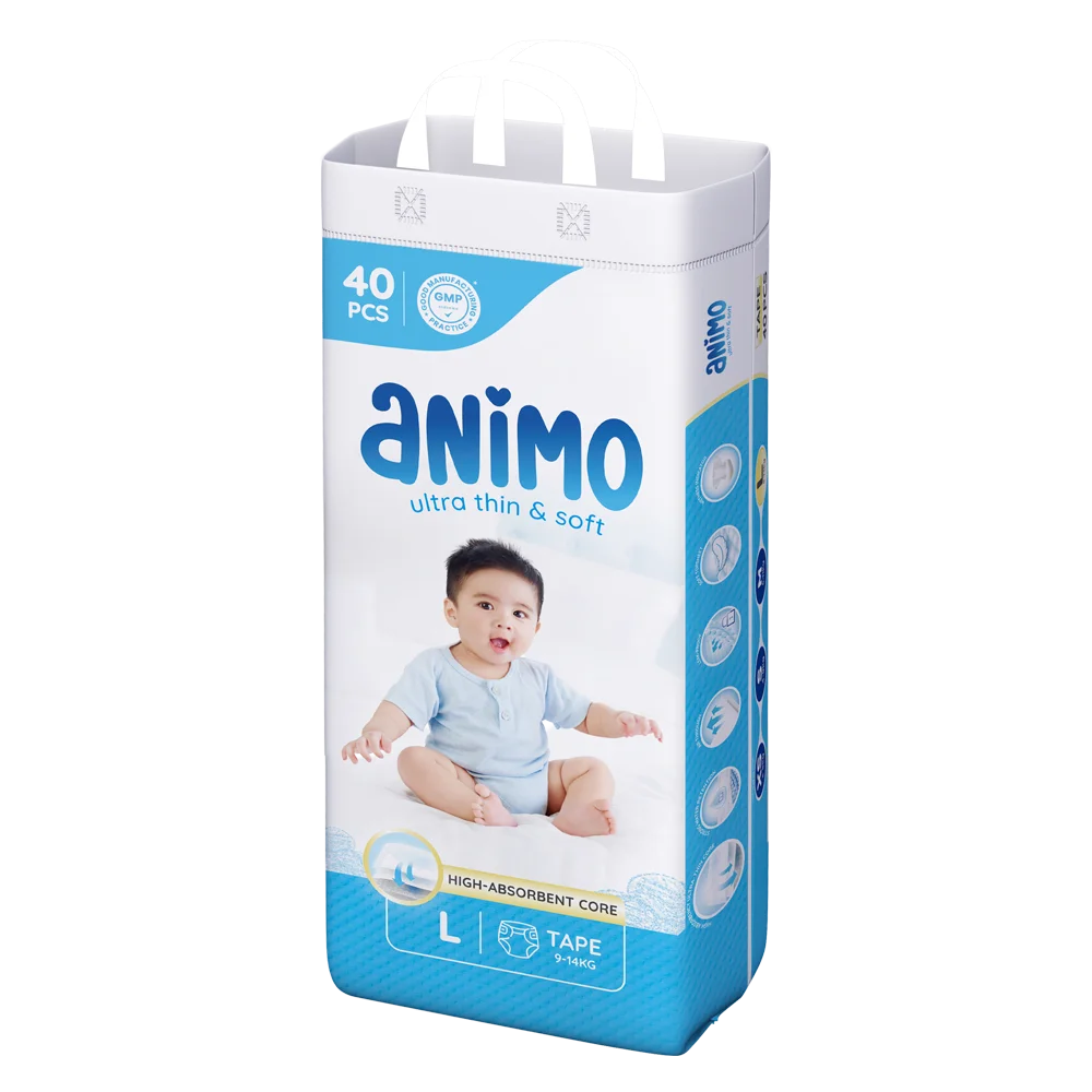 Tã dán Animo Siêu Mềm Thoáng (L, 40 miếng)