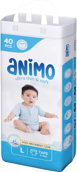 Tã dán Animo Siêu Mềm Thoáng (L, 40 miếng)